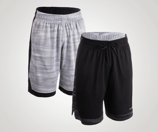 Men's Reversible Basketball Shorts - Grey Black