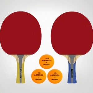 Table Tennis Set of 2 Bats and 3 Balls TTR 100 3* All-Round