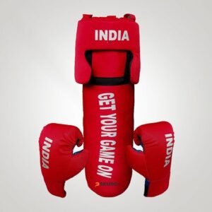 Generic boxing practice bag with head guard and gloves