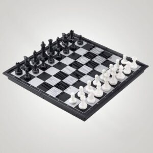 Magnetic chess pieces with plastic board