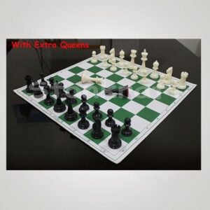 Plastic chess pieces and board